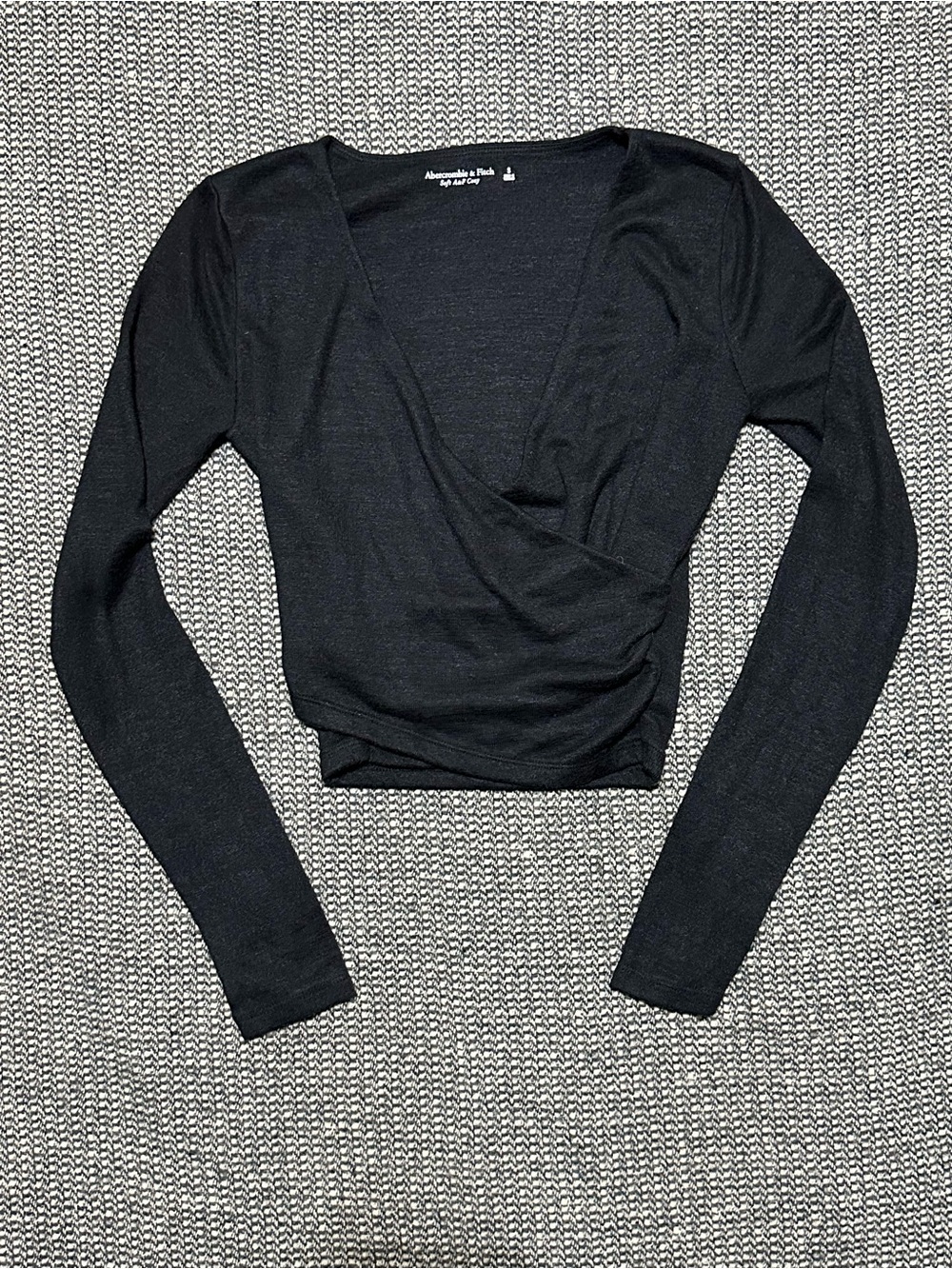 Abercrombie & Fitch Charcoal Wrap-Front Long Sleeve Top